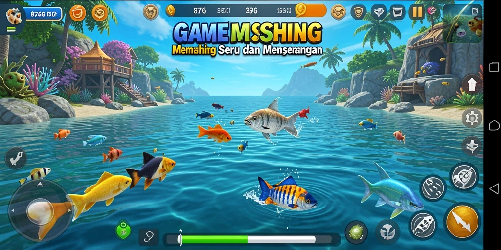 Tampilan gameplay memancing yang mengasyikkan dalam 8768.
