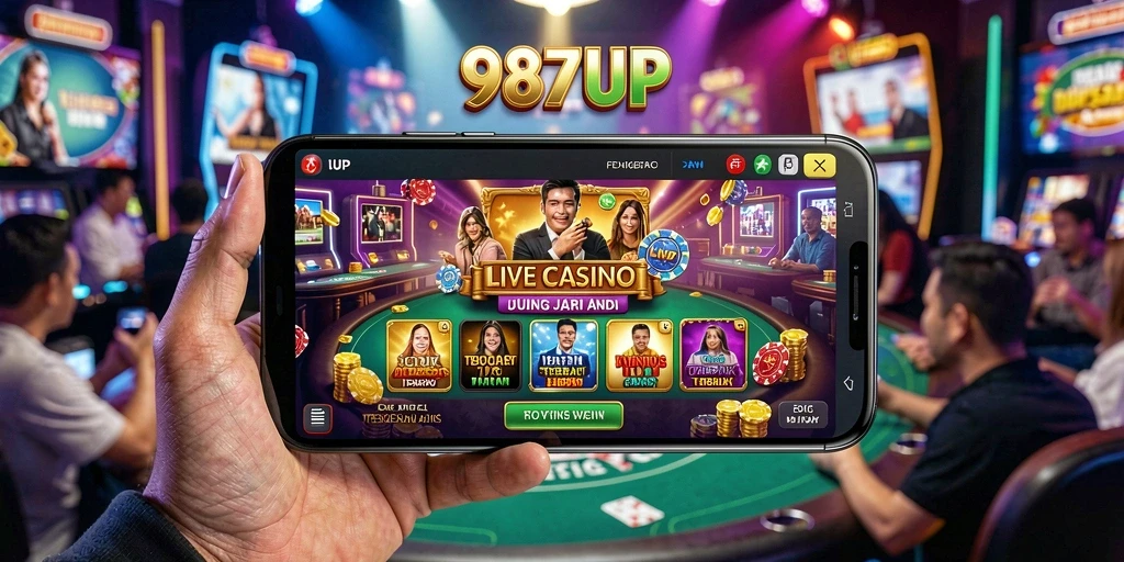 Tampilan gameplay Live Casino yang realistis dan menarik di 987UP.