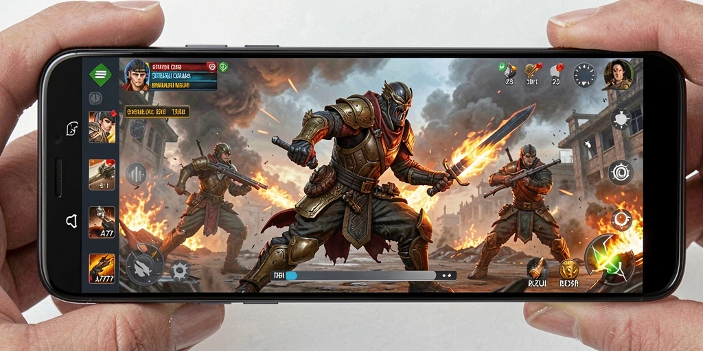 Tampilan gameplay A7777 yang menampilkan strategi pertempuran yang intens.