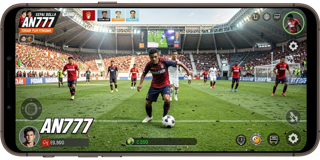 Tampilan gameplay AN777 yang mendebarkan dengan aksi sepak bola yang intens.