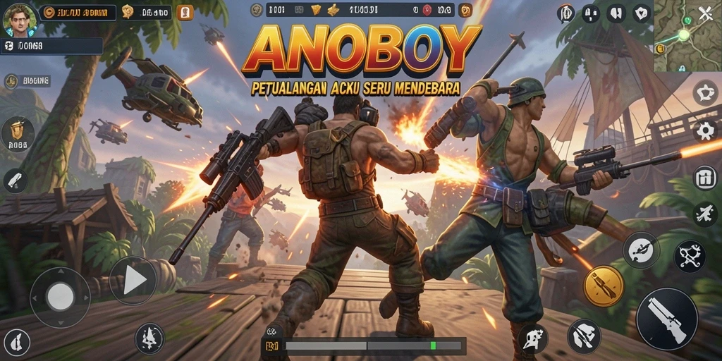 Tampilan aksi mendebarkan dalam gameplay ANOBOY.
