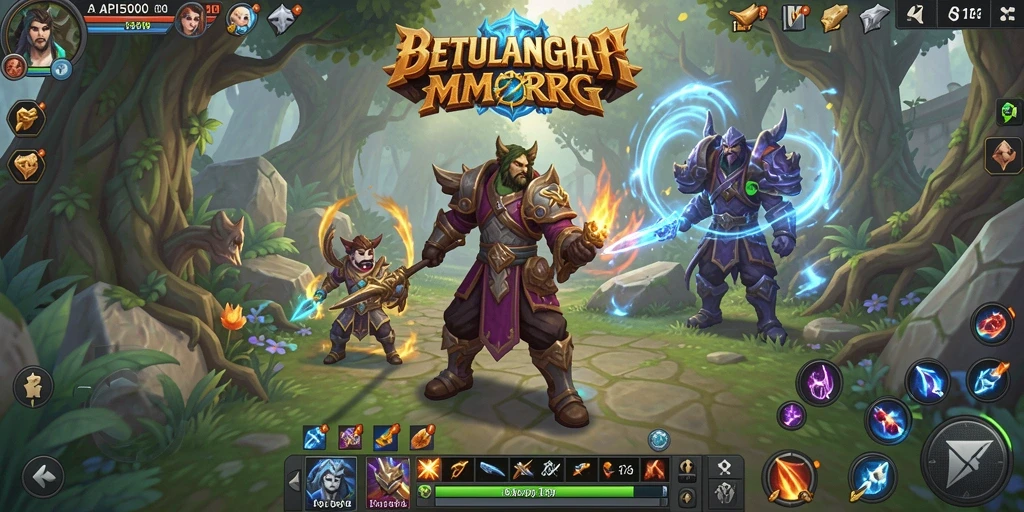 Screenshot API5000 menampilkan aksi pertempuran seru dalam dunia MMORPG.