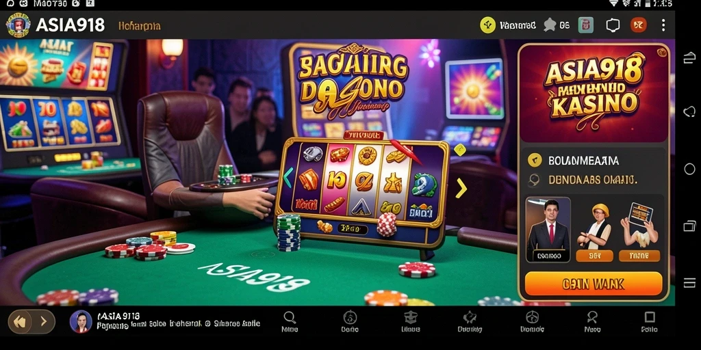 Tampilan gameplay ASIA918 dengan dealer langsung dan permainan slot.