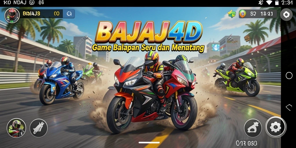 Tampilan gameplay BAJAJ4D dengan aksi balapan mendebarkan.