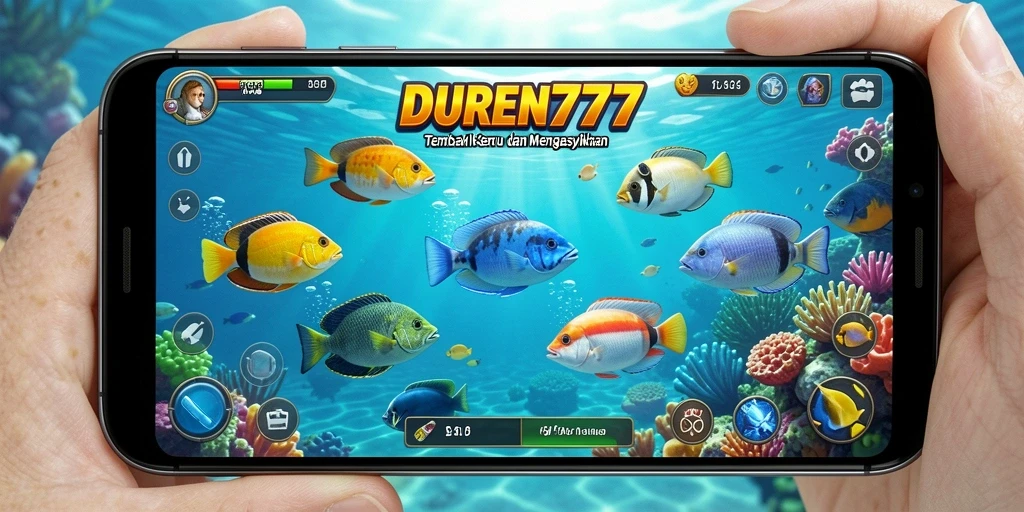 Tampilan gameplay DUREN777 dengan aksi menangkap ikan yang seru.