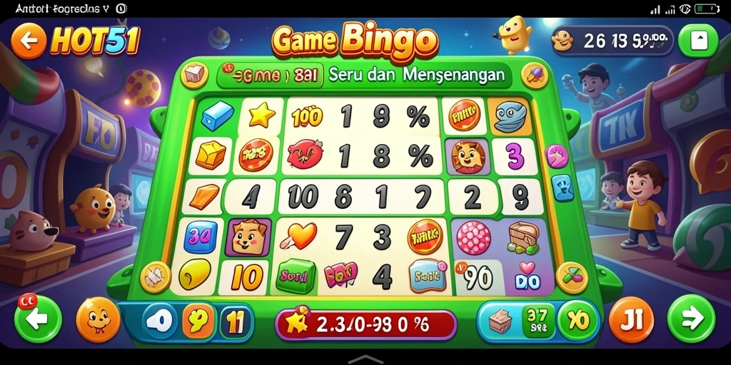 Screenshot gameplay HOT51 menampilkan suasana bermain Bingo yang seru.