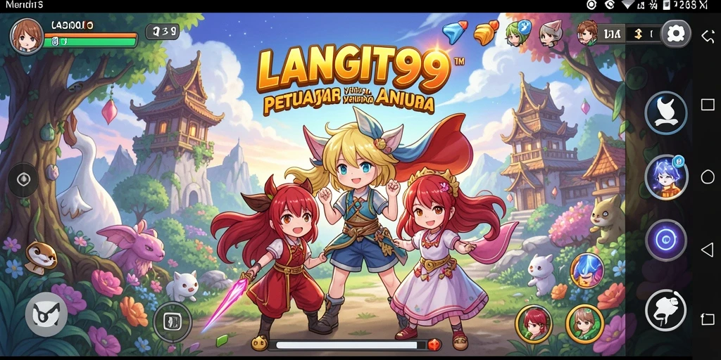 Menampilkan gameplay <strong>LANGIT99</strong> yang penuh warna dan karakter anime ikonik.