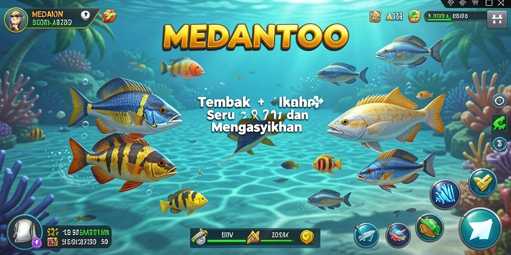 Screenshot MEDANTOTO menampilkan serunya gameplay Tembak Ikan dengan grafis menawan.