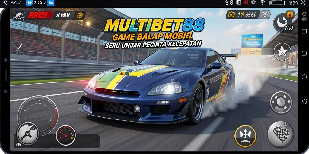 Screenshot gameplay MULTIBET88 dengan aksi balap yang mendebarkan.