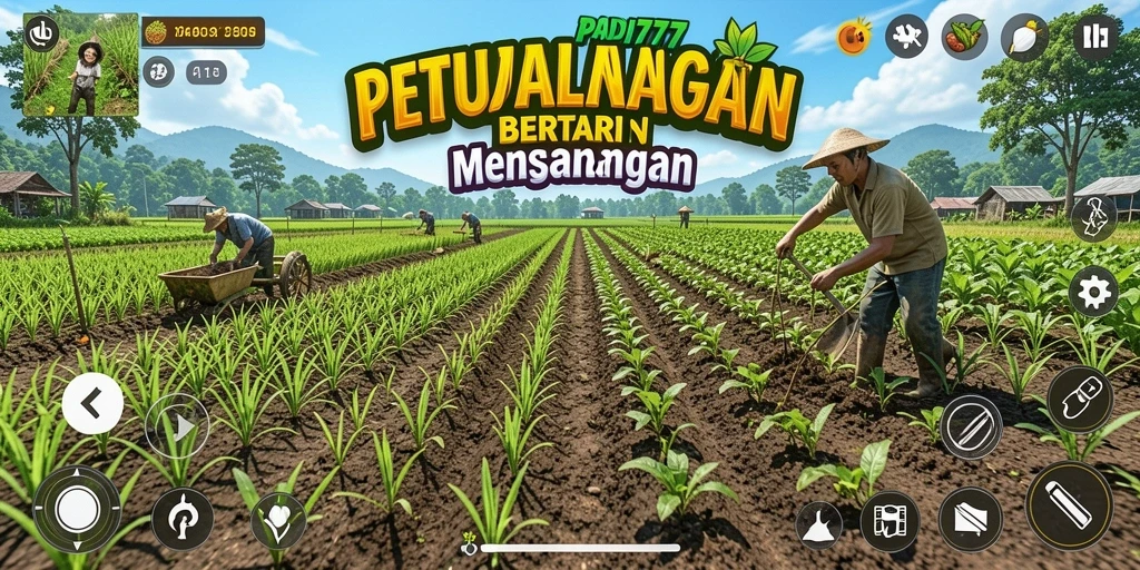 Screenshot utama PADI777 yang menunjukkan gameplay seru bertani.