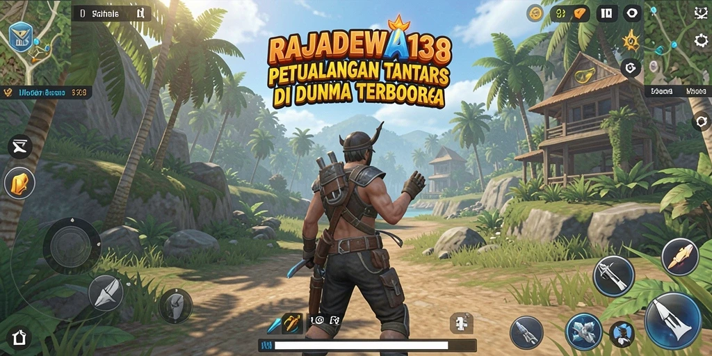 Tangkapan layar utama gameplay RAJADEWA138 menampilkan aksi eksplorasi dunia terbuka.