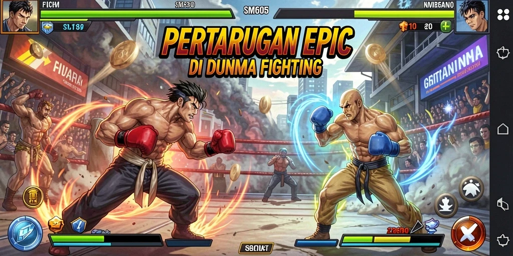 Tangkapan layar menampilkan pertarungan seru di SM605 dengan efek visual yang memukau.
