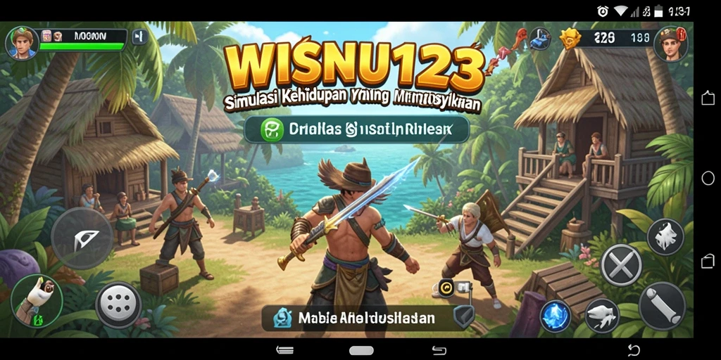 Tampilan seru gameplay WISNU123 dengan interaksi karakter yang menarik.